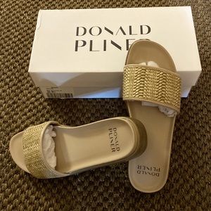 Donald J. Pliner Fifi Size 8 Natural Slide Wedge Sandal
